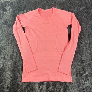 Lululemon Swiftly Tech Long Sleeve Thumb Hole Pink Striped Women's 6 Running